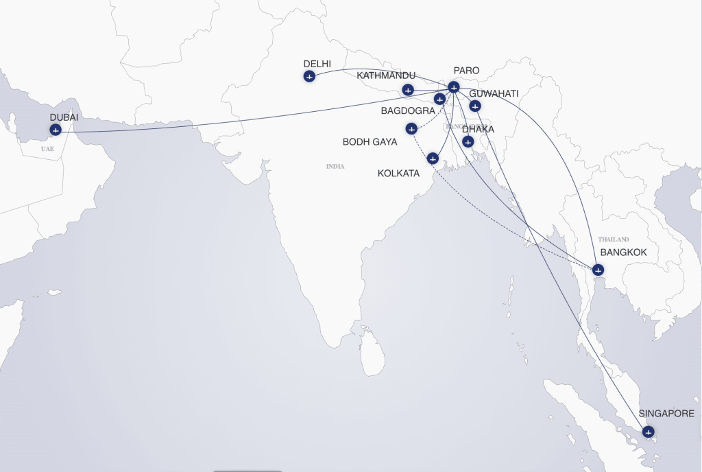 Drukair- 10 International Destinations to and from Bhutan